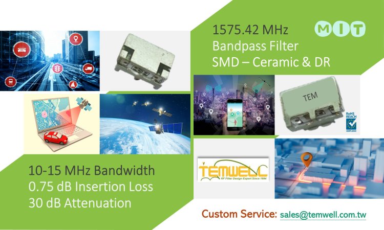 1575MHz SMD Ceramic DR Filter for Satellite GPS