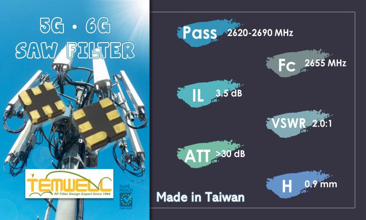 2620-2690MHz SAW filter for 5G 6G