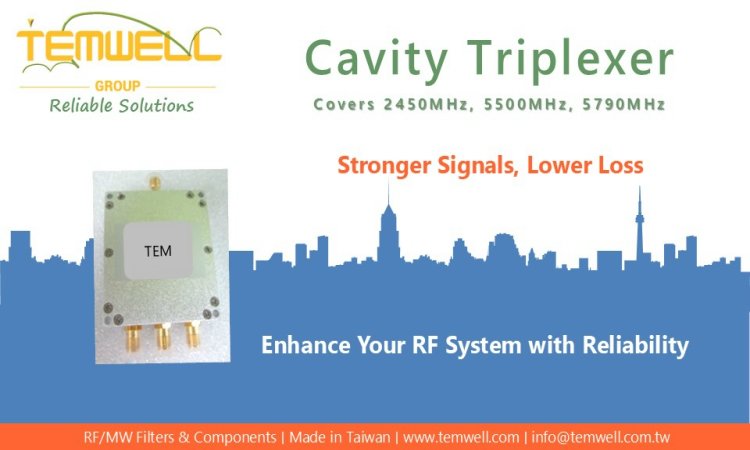 2450MHz / 5500MHz / 5790MHz  Cavity Triplexer